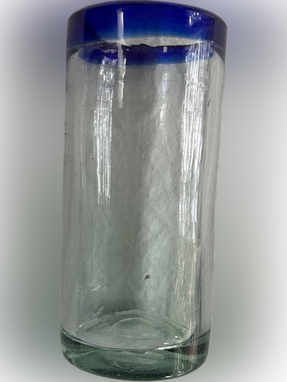 MEXICO HANDBLOWN GLASS COBALT BLUE REPLACEMENT TUMBLER BARWARE VINTAGE 90s 14 oz